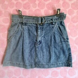Free People-We The Free Med Blue Jean Mini Skirt With Matching Belt Sz 30 (10)